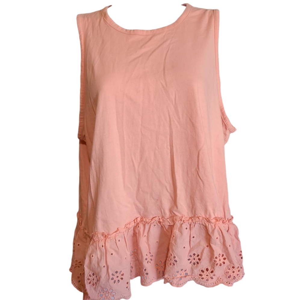 J. CREW eyelet peplum cotton tank L